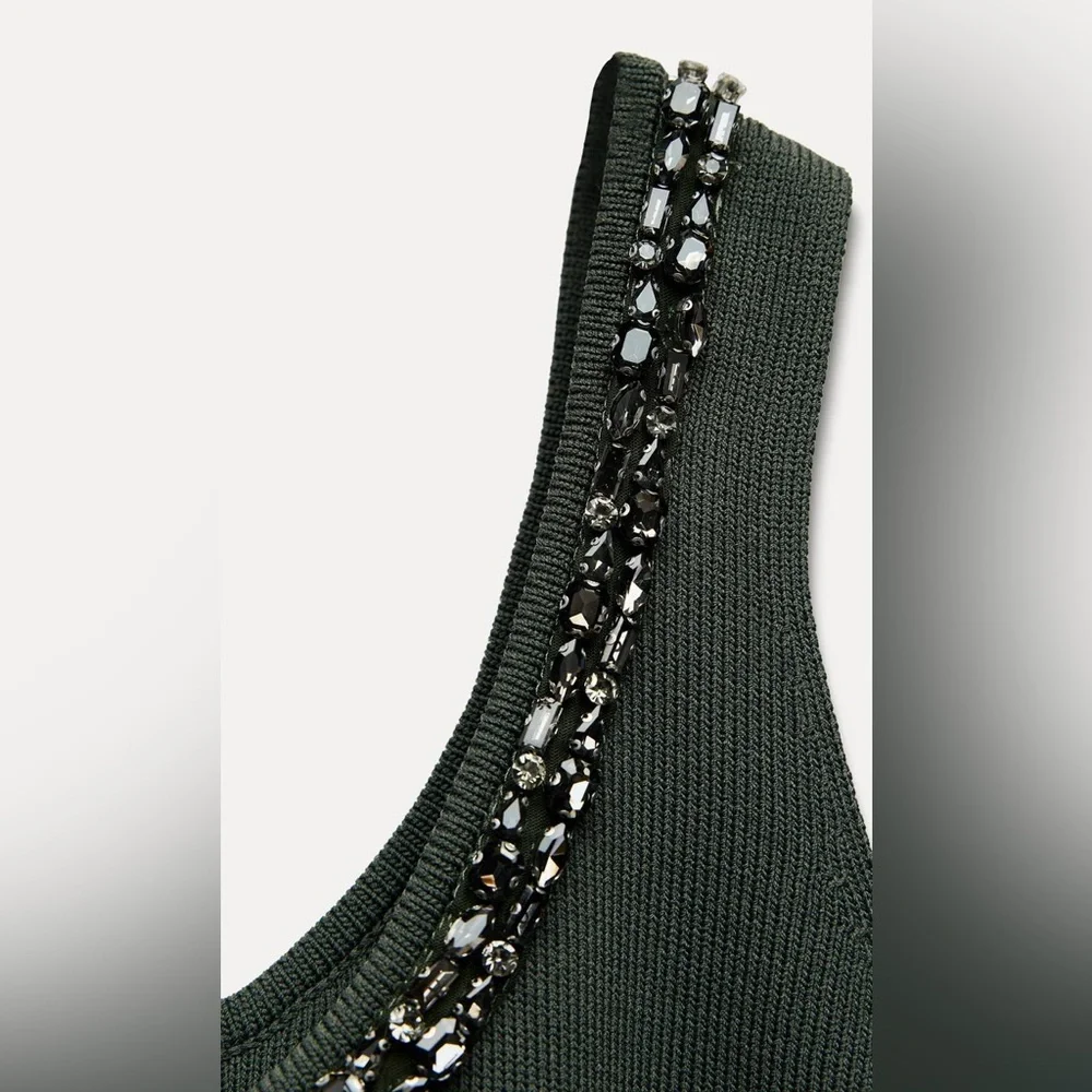 ZARA Embellished Gray Mini Dress - Picture 4 of 7
